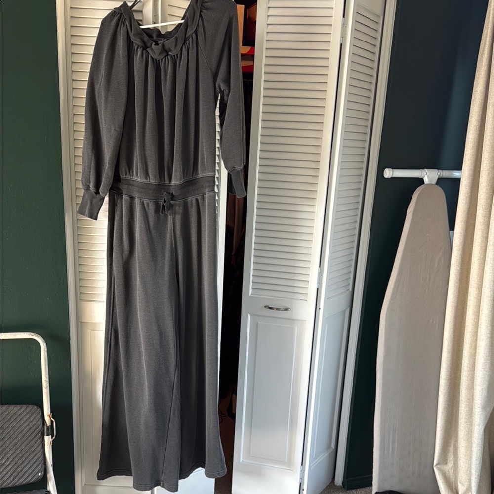 Free People Long Sleeve Maxi Dress in Charcoal Gray